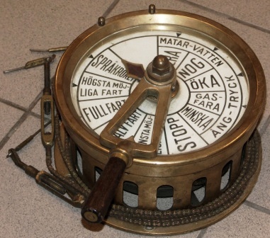 Early 20th century brass engine room telegraph from a Swedish steam vessel. 