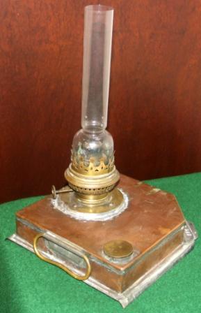 1930's kerosene lamp for a starboard light, made of copper and with brass burner. 