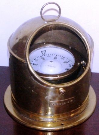 Mid 20th century British brass binnacle made by Sestrel. #B6/153/B/72. With compass mounted in gimbal.