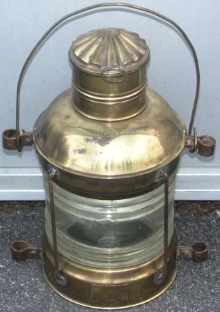 20th century electrified brass anchor light. Made by T. Debarbieri, Genova/244. Marked GE 10958.