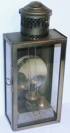 Early 20th century chrome-plated kerosene bulkhead lamp. With detachable burner/container