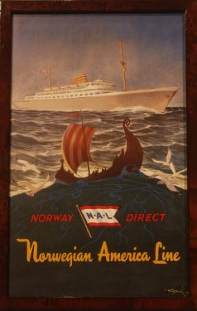 Depicting the NAL (Norwegian America Line) liner OSLOFJORD. 