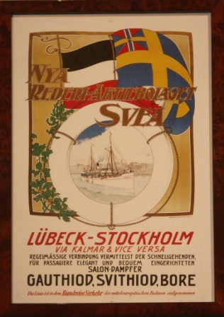 Depicting the passenger steamer S/S SVITHIOD of the Swedish shipping company "Nya Rederi-Aktiebolaget Svea."