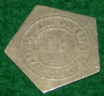 "25 öre check", made in white metal, used for travelling with local Stockholm steam ferry
