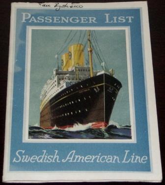 List of passengers in first and second class onboard the M/S Gripsholm, travelling between New York and Gothenburg April 20th 1929.