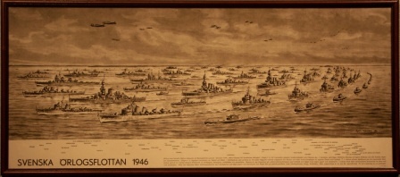 Dated 1946, depicting the entire Swedish naval fleet. All vessels named.