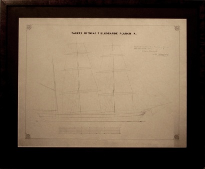 "Tackel ritning tillhörande planch IX", original drawing dated Gothenburg September 29, 1862