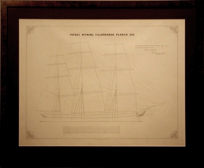 "Tackel ritning tillhörande planch XIII", original drawing dated Gothenburg August 30, 1862