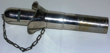 Early 20th century detachable chrome-plated speaking/voice tube.