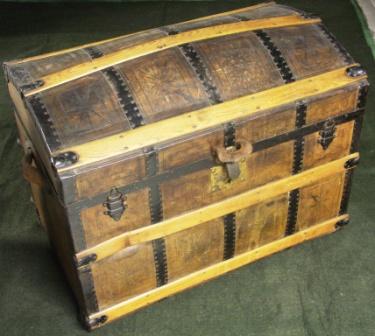 Early 20th century leather bound travellers trunk.