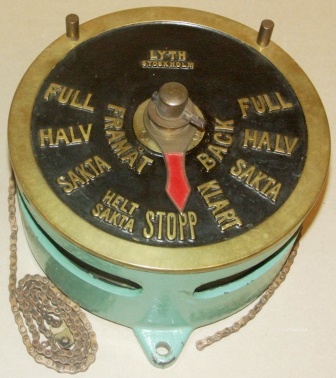 Early 20th century tugboat engine room telegraph made by Lyth, Stockholm. 