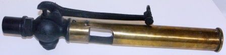 Late 19th century steam whistle made of brass and cast iron.