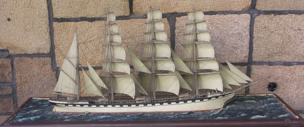 Late 19th / Early 20th century waterline model depicting the Swedish 4-masted barque LA SUÈDE of Helsingborg in full sail.