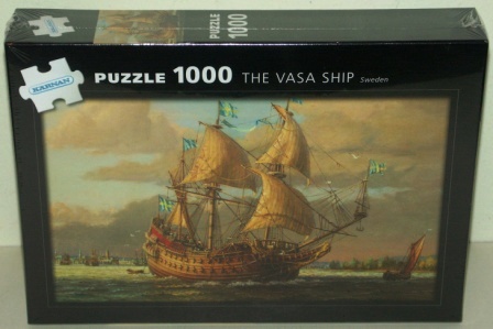 Puzzle depicting the 17th century Vasa ship outside Stockholm. 1000 pcs. Quality puzzle from renowned Kärnan. CE-marking. 